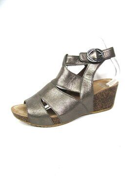 Dansko Sera Size 39 US 8.5 9 Pewter Bronze Metallic 2.5" Wedge Heel Sandals VGUC